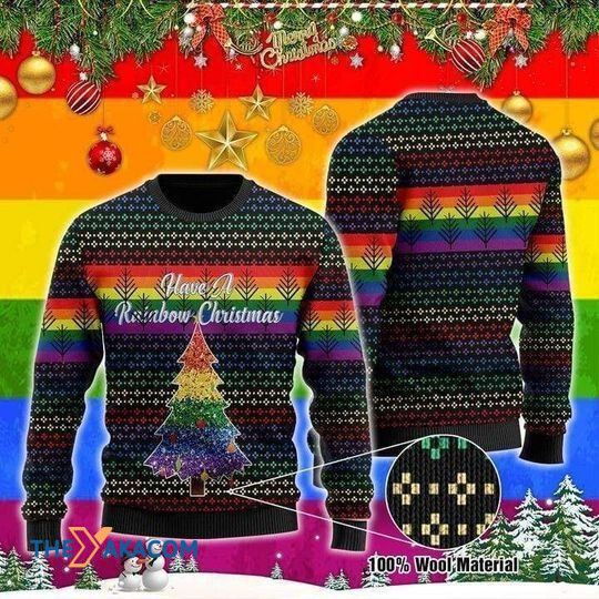 Merry Xmas LGBT Have A Rainbow Glowing Special Pattern Ugly Christmas Sweater