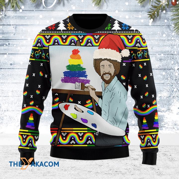 Merry Xmas LGBT Painting Awesome Gift For Christmas Ugly Christmas Sweater