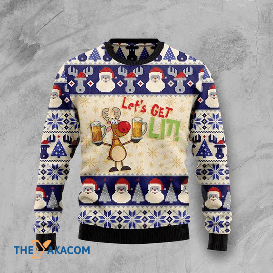 Merry Xmas Let's Drink Beer Let's Get Lit Gift For Christmas Party Ugly Christmas Sweater