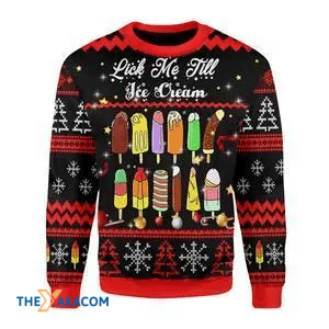 Merry Xmas Lick Me Till Ice Cream Gift For Christmas Party Ugly Christmas Sweater