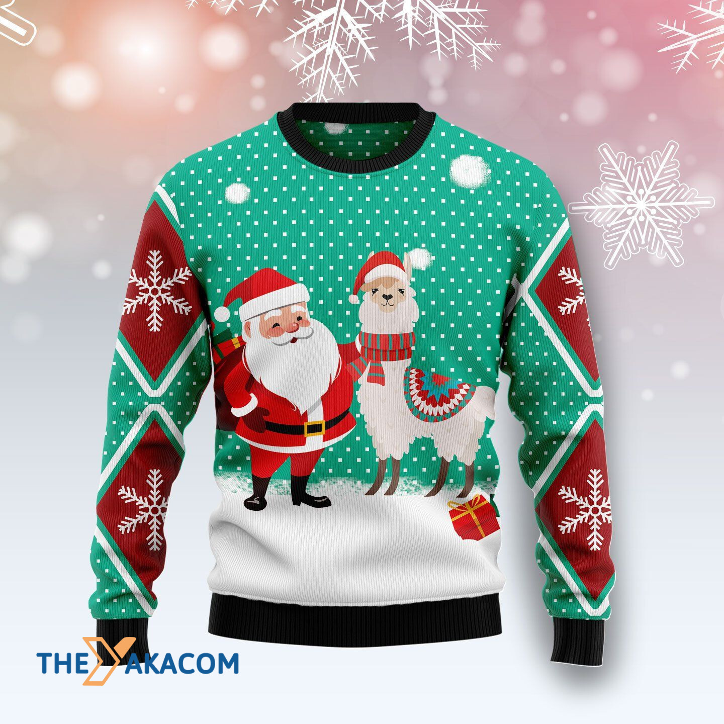 Merry Xmas Llama And Santa Xmas Awesome Gift For Christmas Ugly Christmas Sweater