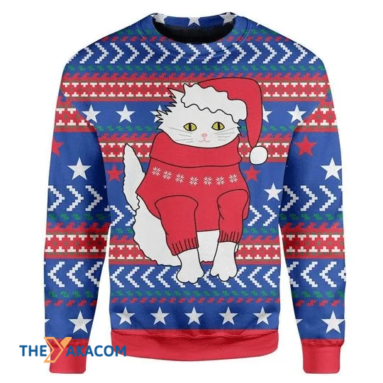 Merry Xmas Lovely And Make Me Warm White Cat Gift For Christmas Party Ugly Christmas Sweater