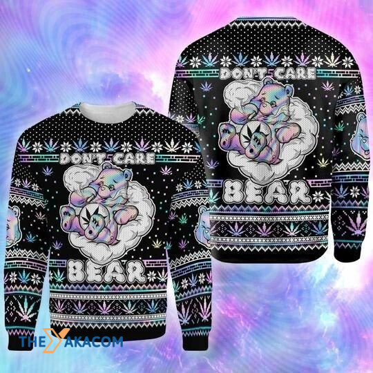 Merry Xmas Lovely Don't Care Bear Gift For Christmas Party Ugly Christmas Sweater