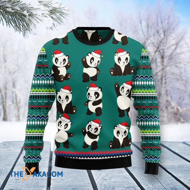 Merry Xmas Lovely Panda Group Awesome Gift For Christmas Ugly Christmas Sweater