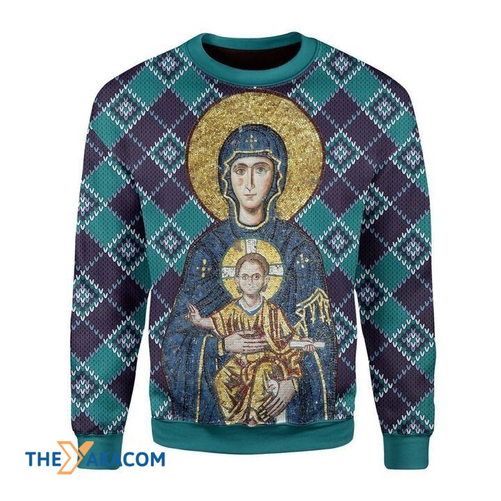 Merry Xmas Maria And Jesus In Eastern Orthodox Awesome Gift For Christmas Ugly Christmas Sweater