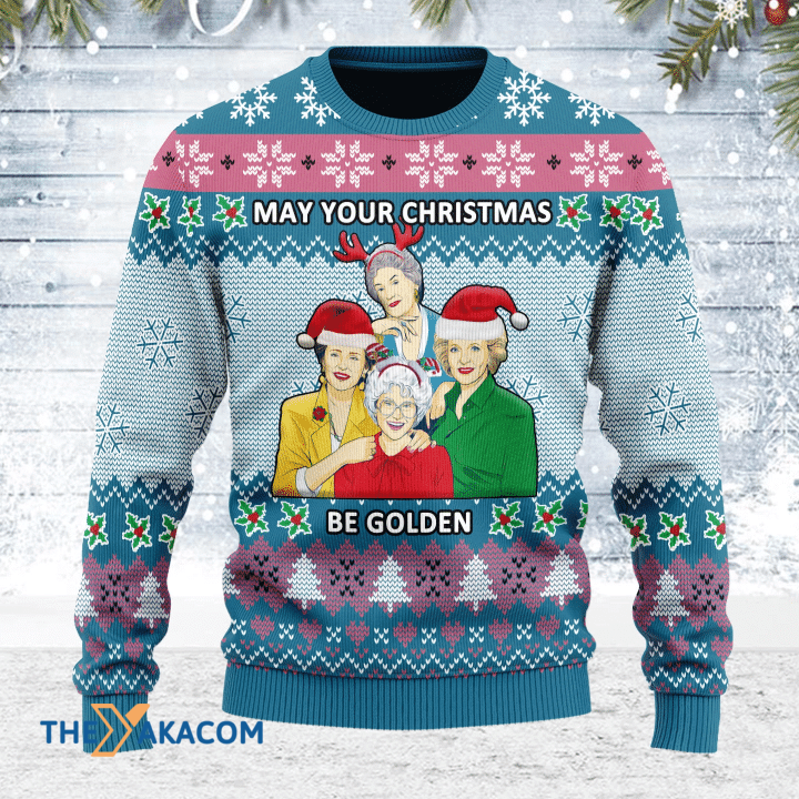 Merry Xmas May Your Christmas Be Golden Awesome Gift For Christmas Ugly Christmas Sweater