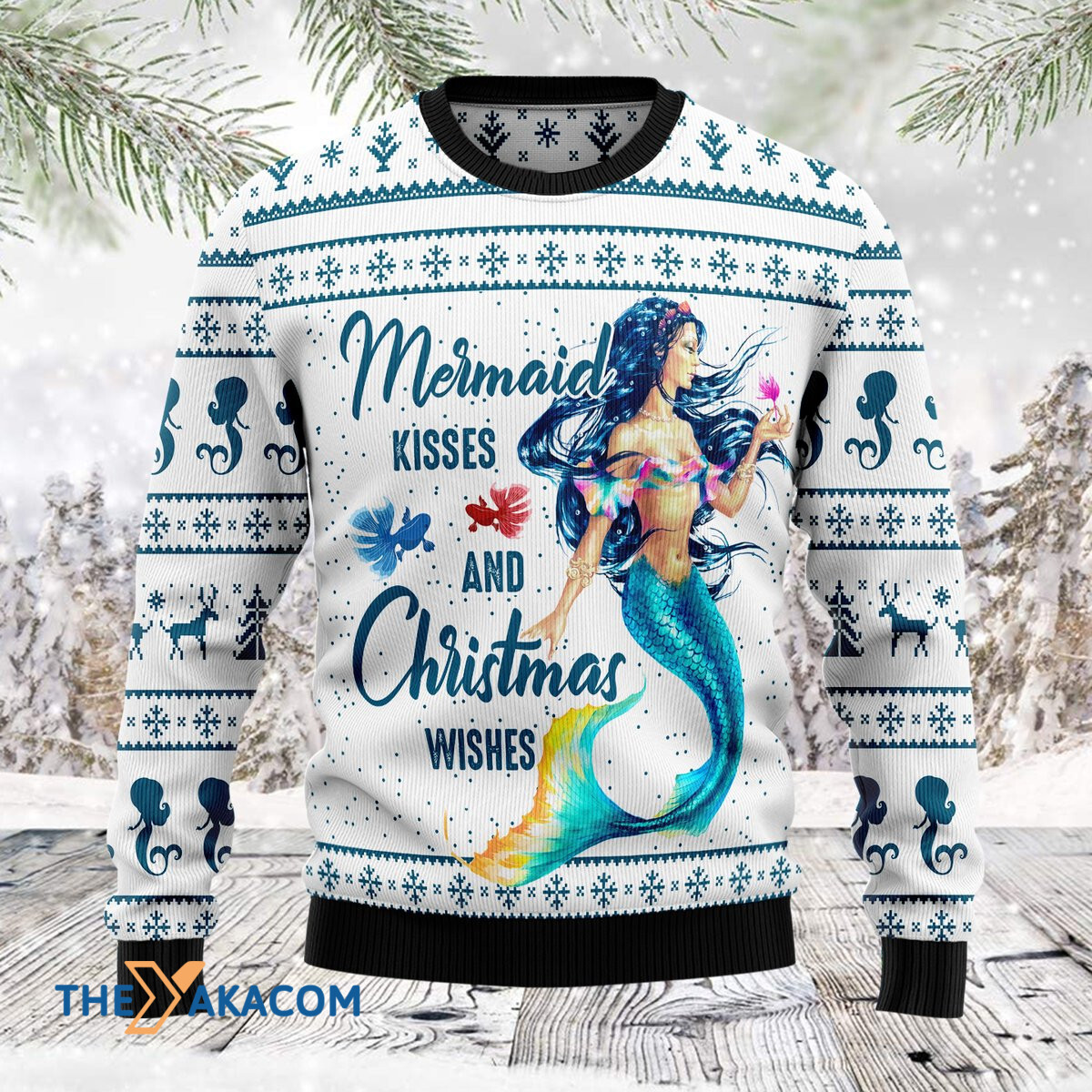 Merry Xmas Mermaid Wishes Awesome Gift For Christmas Ugly Christmas Sweater