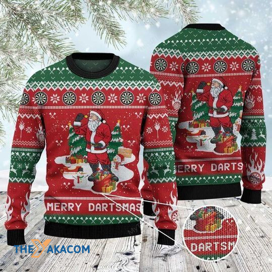 Merry Xmas Merry Dartsmas Dart Lovers Awesome Gift For Christmas Ugly Christmas Sweater