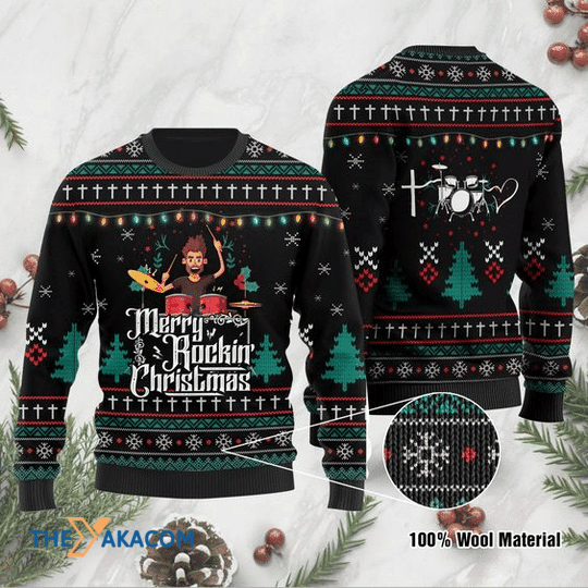 Merry Xmas Merry Rokin' Gift For Christmas Party Ugly Christmas Sweater