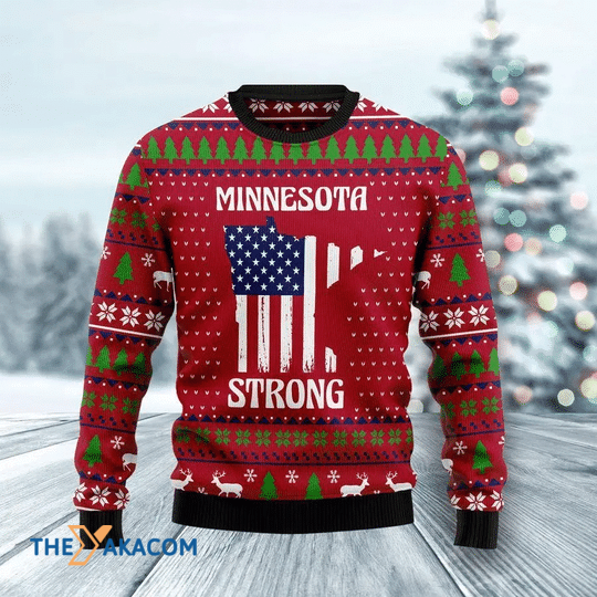 Merry Xmas Minnesota Strong Gift For Christmas Party Ugly Christmas Sweater