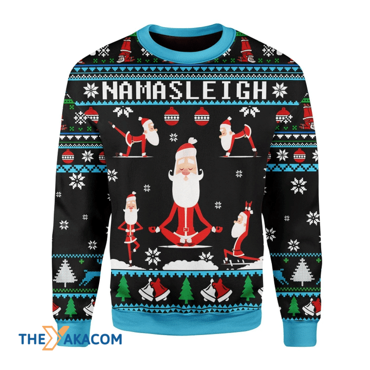 Merry Xmas Namasleigh Santa Claus Awesome Gift For Christmas Ugly Christmas Sweater