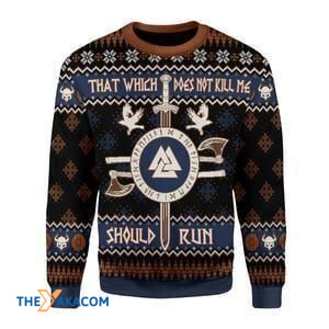 Merry Xmas Not Kill Me Should Run Viking Gift For Christmas Party Ugly Christmas Sweater