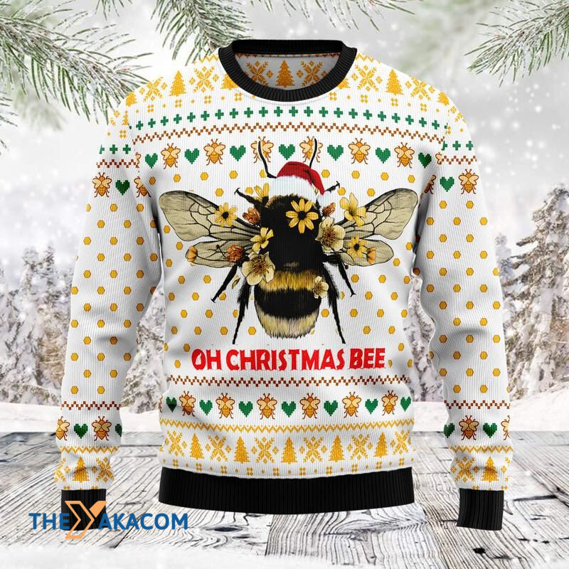 Merry Xmas Oh Christmas Bee Bee Lovely Flowers Awesome Gift For Christmas Ugly Christmas Sweater