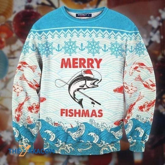 Merry Xmas Or Merry Fishmas Fishing Funny Ugly Christmas Sweater