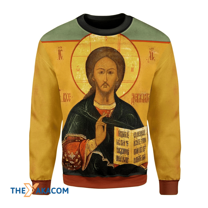 Merry Xmas Orthodox Jesus Vintage Awesome Gift For Christmas Ugly Christmas Sweater