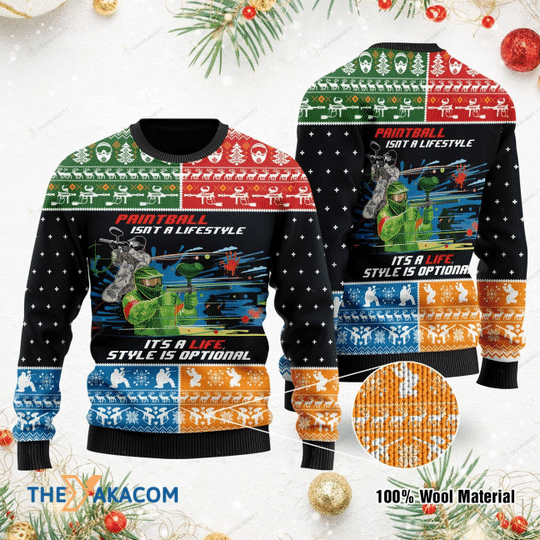 Merry Xmas Paintball Isn't A Lifestyle It's Life And Style Is Optional Gift For Christmas Party Ugly Christmas Sweater