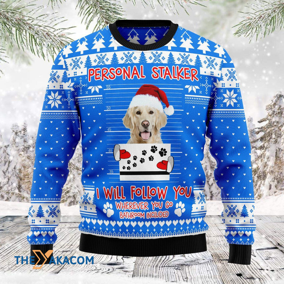 Merry Xmas Personal Stalker Golden Retriever I Will Follow You Awesome Gift For Christmas Ugly Christmas Sweater