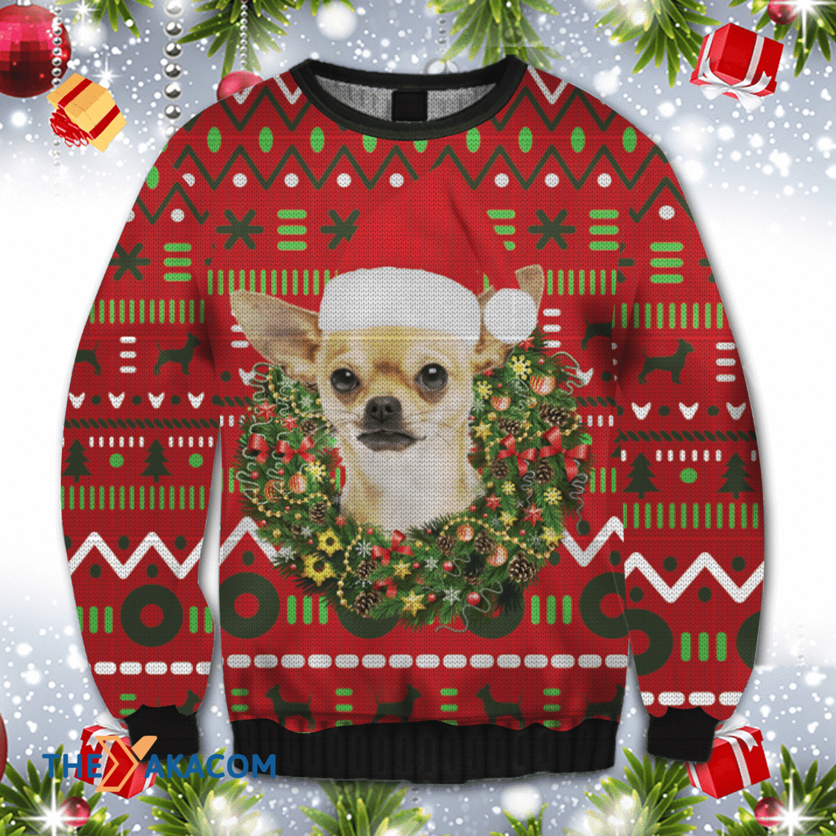 Merry Xmas Playful Chihuahua Awesome Gift For Christmas Ugly Christmas Sweater