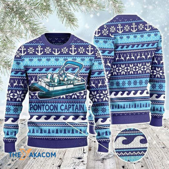 Merry Xmas Pontoon Captain Gift Awesome Gift For Christmas Ugly Christmas Sweater