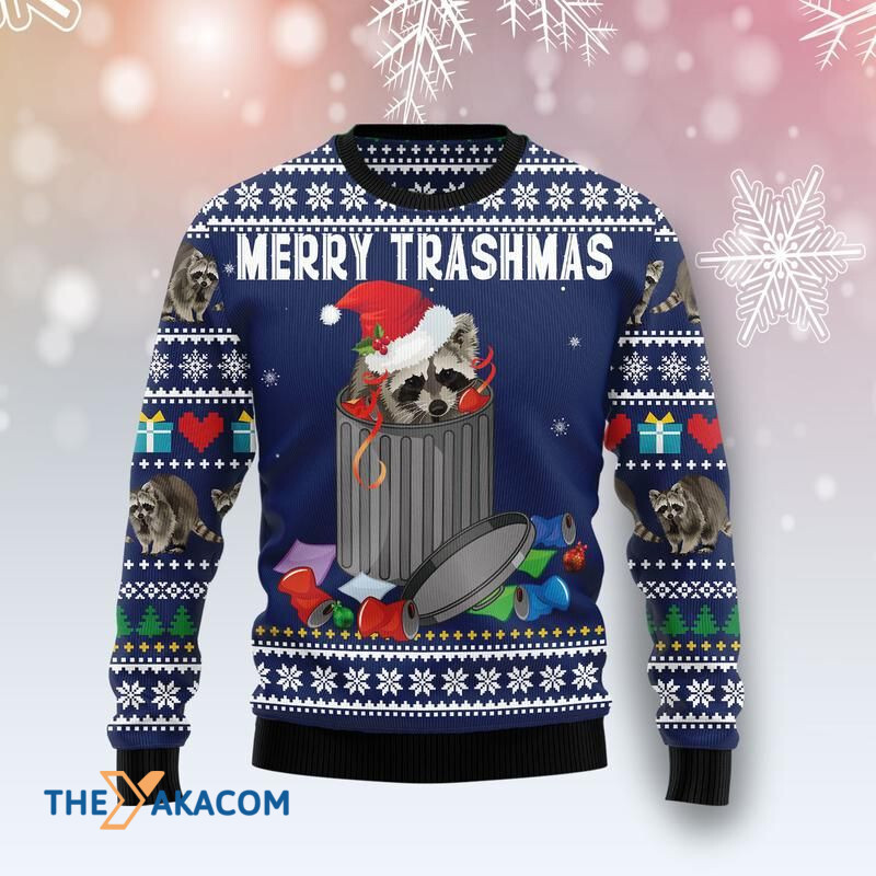 Merry Xmas Raccoon Merry Trashmas Awesome Gift For Christmas Ugly Christmas Sweater