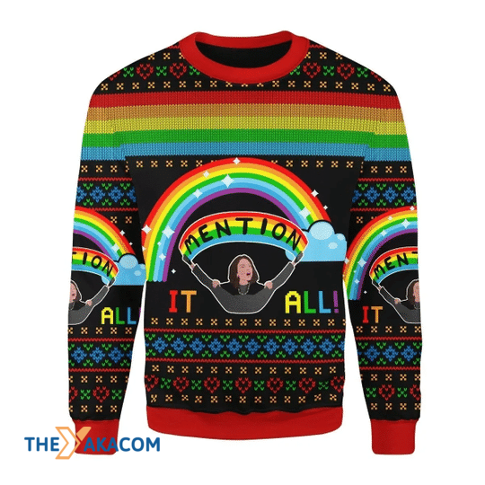 Merry Xmas Rainbow Mention It All Gift For Christmas Party Ugly Christmas Sweater