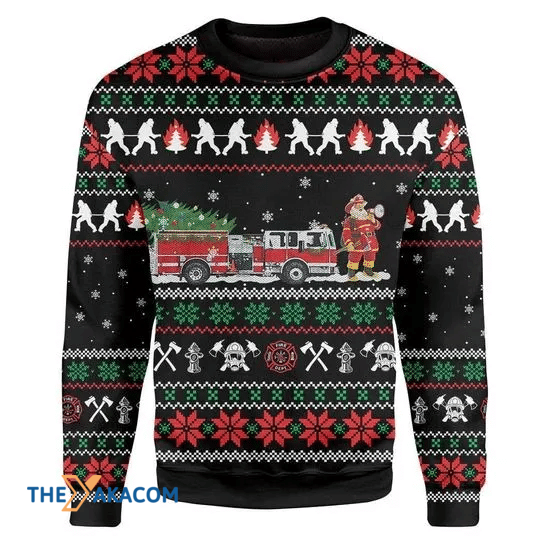 Merry Xmas Respect Firefighter Gift For Christmas Party Ugly Christmas Sweater