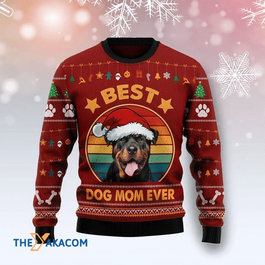 Merry Xmas Rottweiler Best Dog Mom Ever Gift For Christmas Party Ugly Christmas Sweater