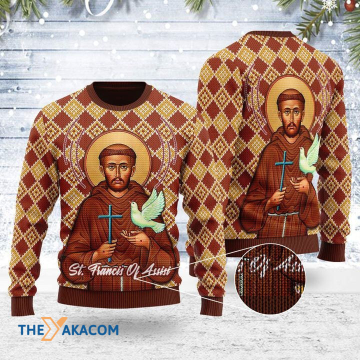 Merry Xmas Saint Francis Of Assisi Awesome Gift For Christmas Ugly Christmas Sweater