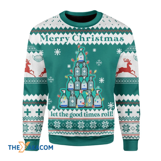 Merry Xmas Sanitizer Let The Good Times Roll Gift For Christmas Party Ugly Christmas Sweater