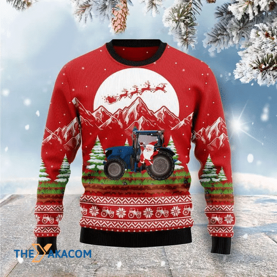 Merry Xmas Santa Claus Noel Tractor Gift For Christmas Party Ugly Christmas Sweater