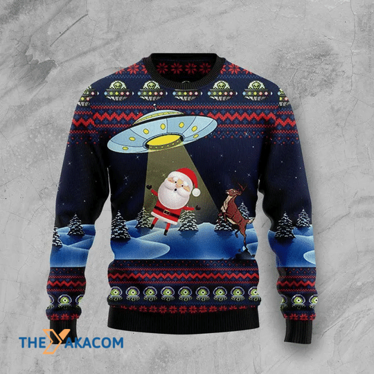 Merry Xmas Santa Clause Alien Gift For Christmas Party Ugly Christmas Sweater