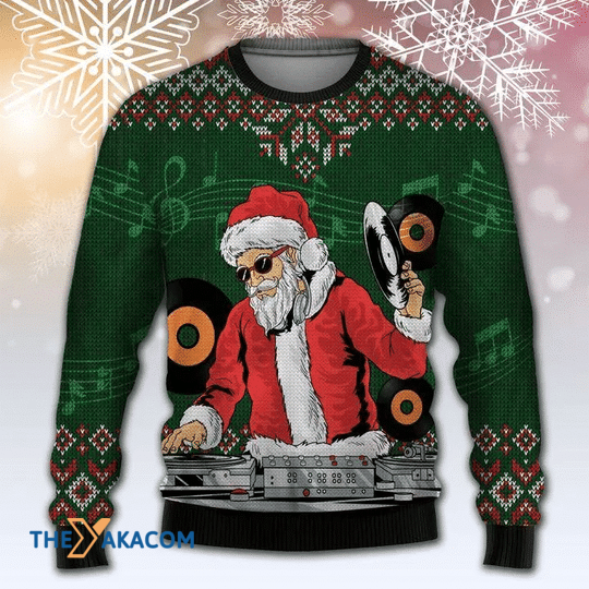 Merry Xmas Santa Clause Become An Awesome DJ Gift For Christmas Party Ugly Christmas Sweater