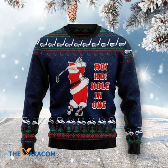 Merry Xmas Santa Clause Ho Ho Hole In One Gift For Christmas Party Ugly Christmas Sweater