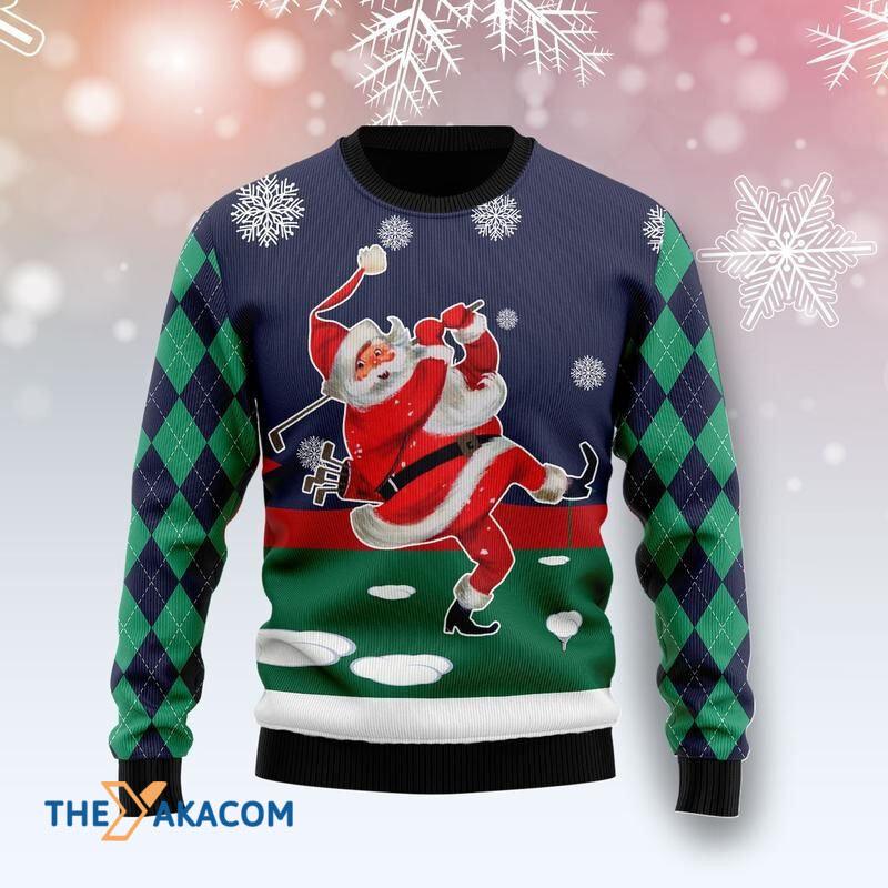 Merry Xmas Santa Golfer Awesome Gift For Christmas Ugly Christmas Sweater