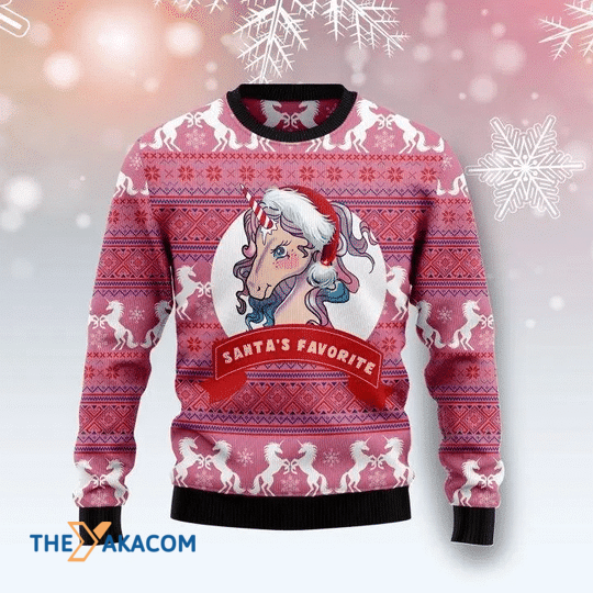 Merry Xmas Santa's Favorite Unicorn Gift For Christmas Party Ugly Christmas Sweater