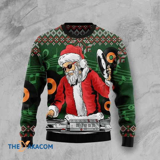 Merry Xmas Satan Claus DJ Gift For Christmas Party Ugly Christmas Sweater