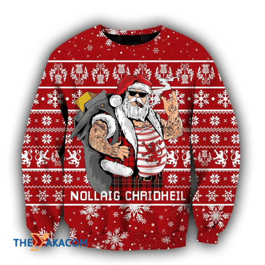 Merry Xmas Scottish Gangster Santa Red Gift For Christmas Party Ugly Christmas Sweater