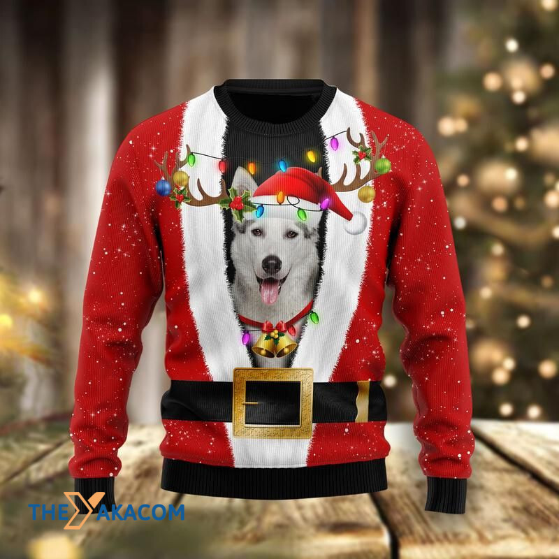 Merry Xmas Siberian Husky Santa Claus So Adorable Awesome Gift For Christmas Ugly Christmas Sweater