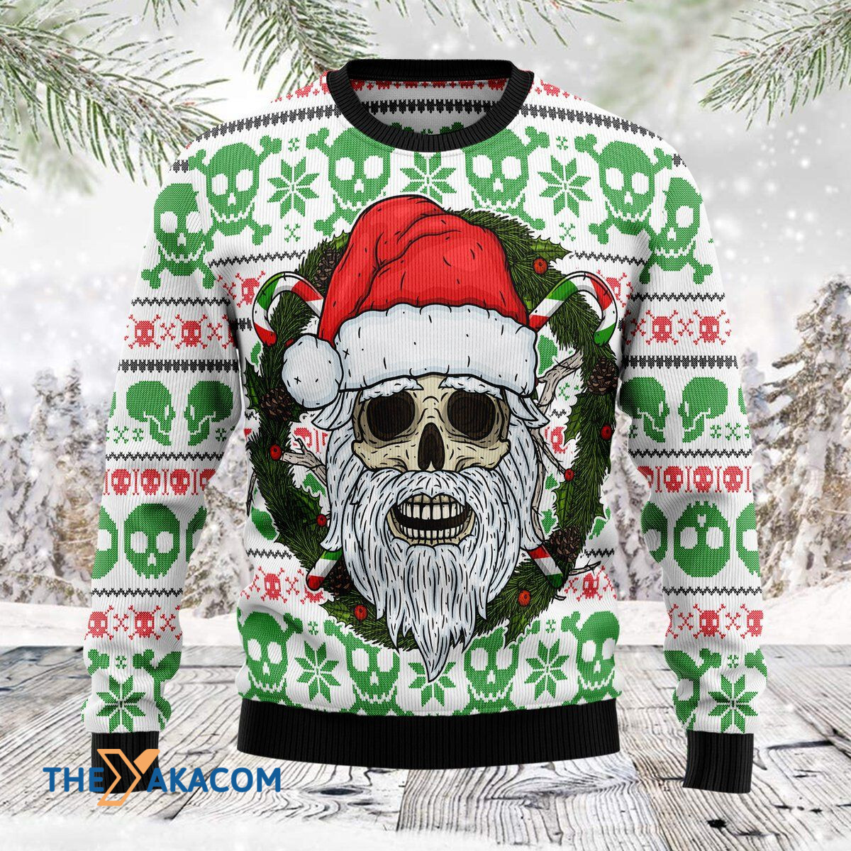 Merry Xmas Skull Santa Clause Awesome Gift For Christmas Ugly Christmas Sweater