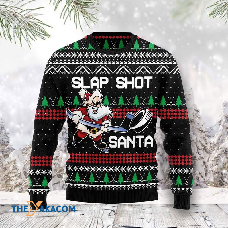 Merry Xmas Slap Shot Santa Awesome Gift For Christmas Ugly Christmas Sweater