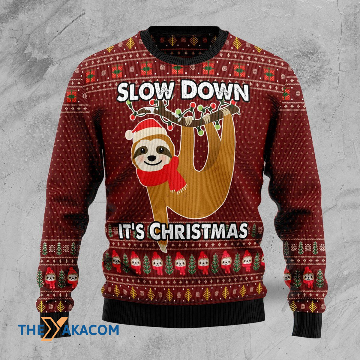 Merry Xmas Slow Down Cute Sloth Awesome Gift For Christmas Ugly Christmas Sweater
