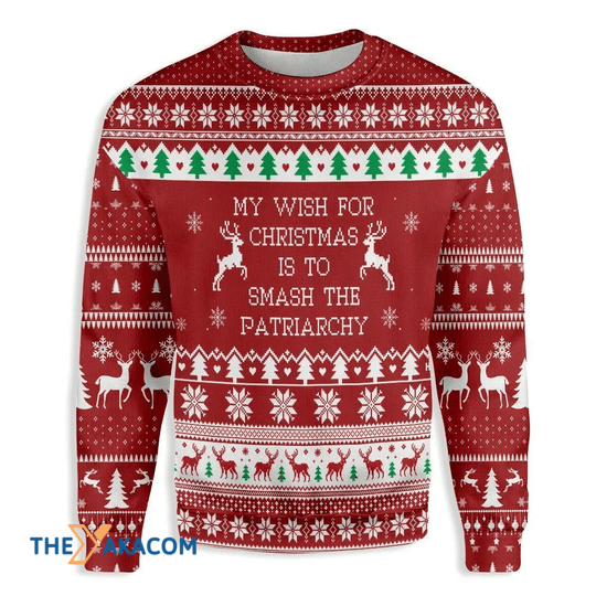 Merry Xmas Smash The Patriarchy Feminist Gift For Christmas Party Ugly Christmas Sweater