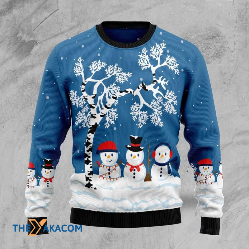 Merry Xmas Snowman Beauty Blue Awesome Gift For Christmas Ugly Christmas Sweater