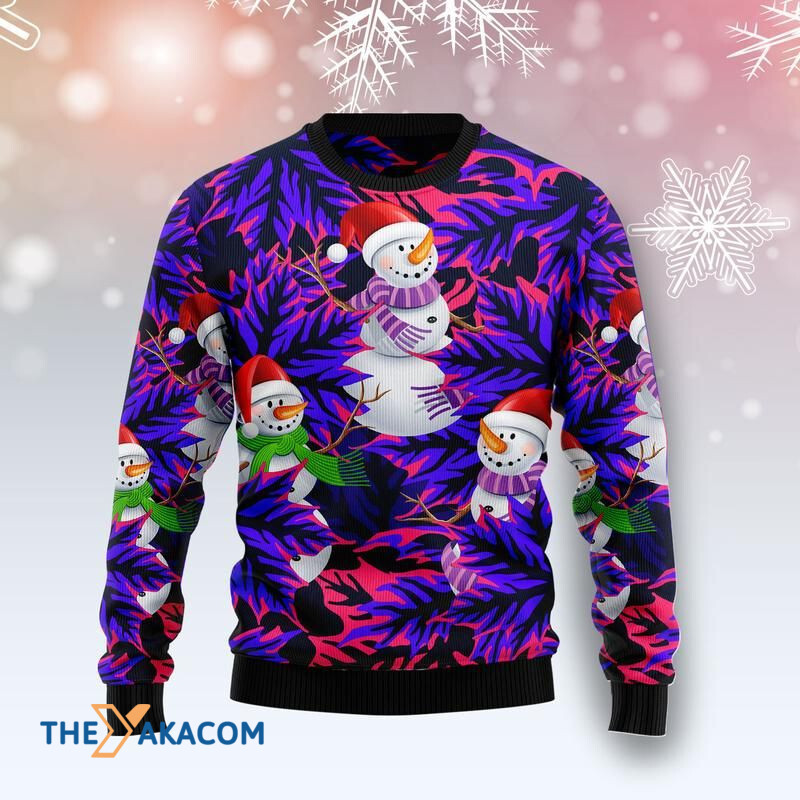 Merry Xmas Snowman Leaves Awesome Gift For Christmas Ugly Christmas Sweater