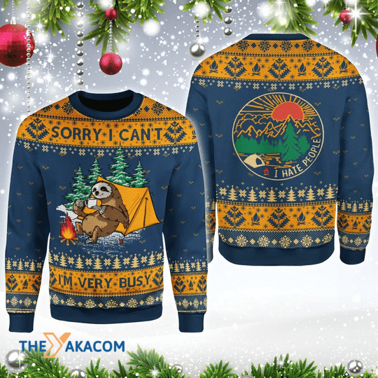 Merry Xmas Sorry I Can't I'm Very Busy Sloth Gift For Christmas Party Ugly Christmas Sweater