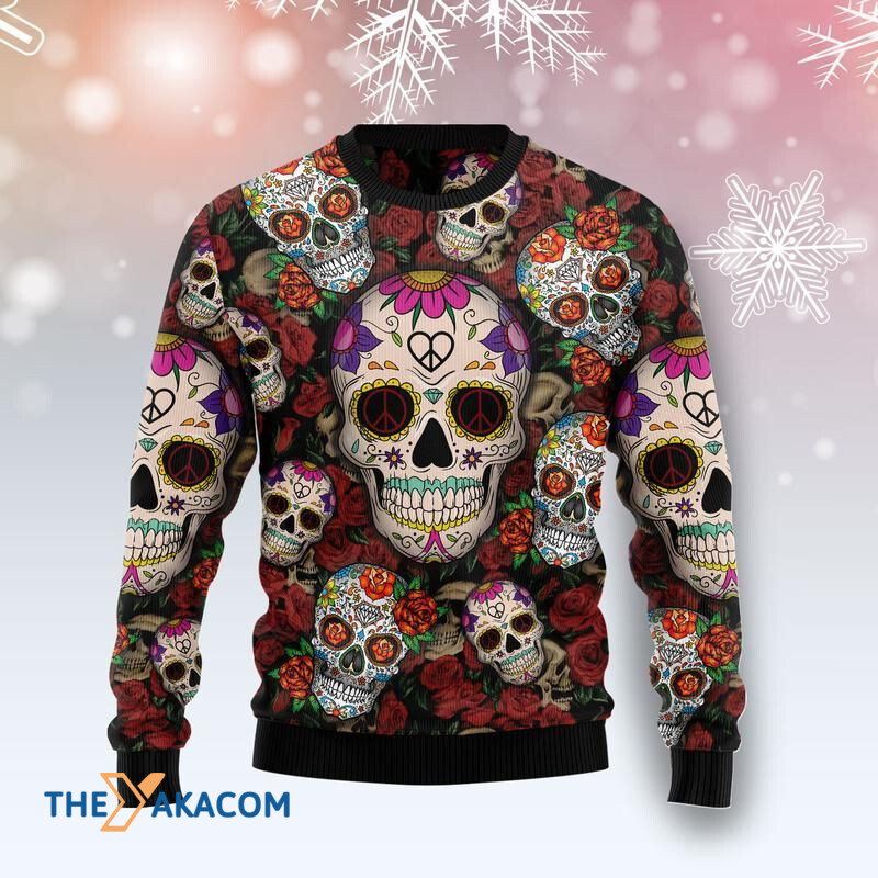 Merry Xmas Sugar Skull Special Pattern Awesome Gift For Christmas Ugly Christmas Sweater