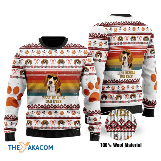 Merry Xmas Super Cool Best Beagle Dad Ever Special Pattern Ugly Christmas Sweater