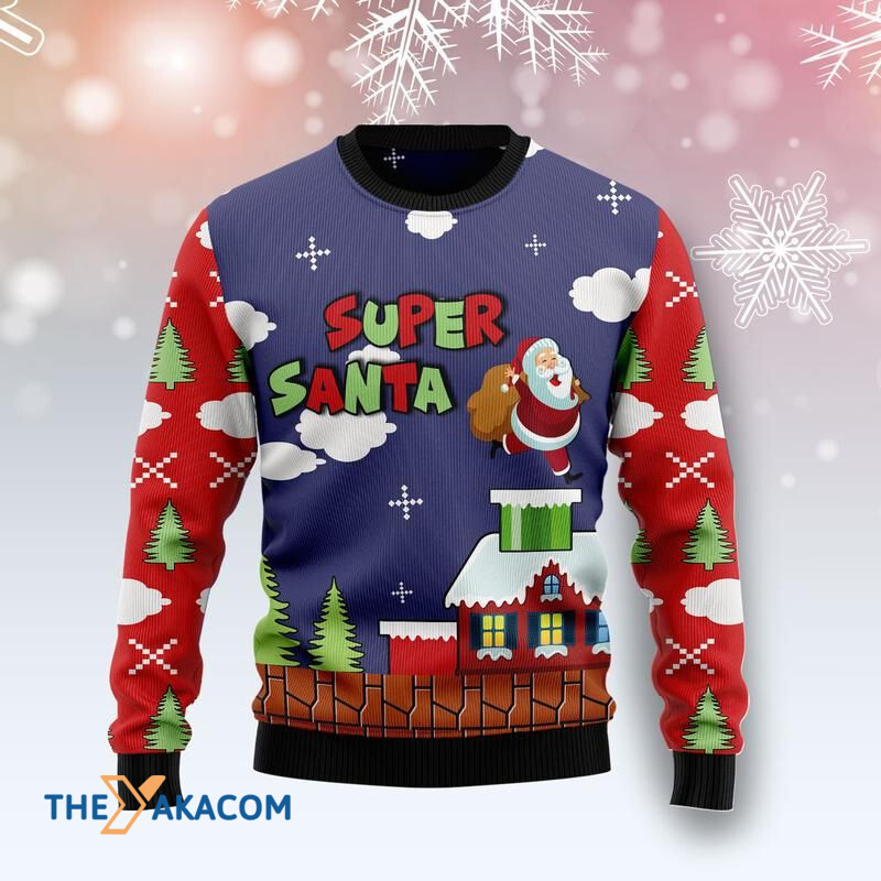 Merry Xmas Super Santa Awesome Gift For Christmas Ugly Christmas Sweater