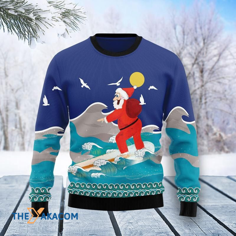 Merry Xmas Surfing Santa Awesome Gift For Christmas Ugly Christmas Sweater