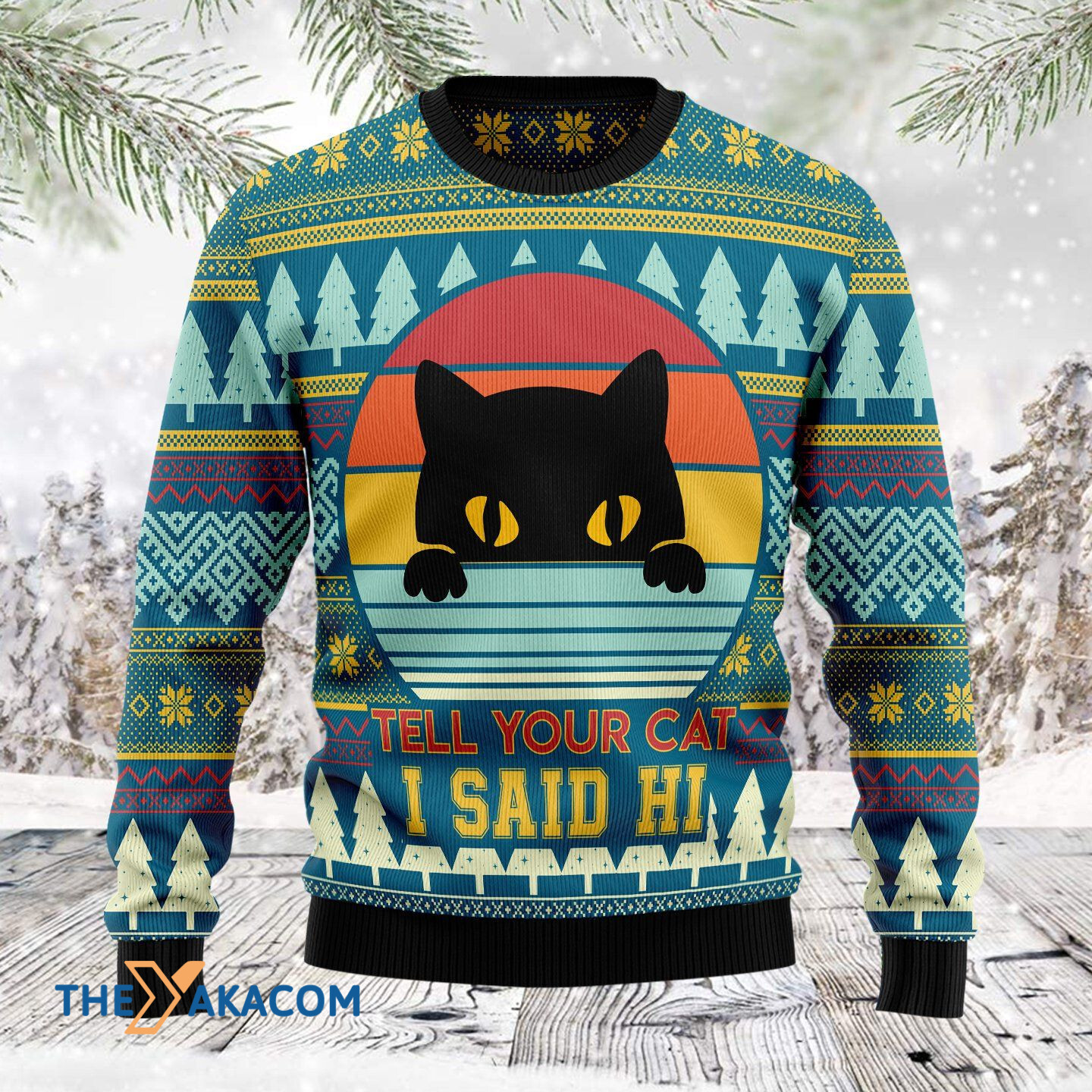 Merry Xmas Tell Your Cat I Say Hi Awesome Gift For Christmas Ugly Christmas Sweater